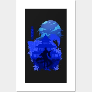 GENSHIN IMPACT KAMISATO AYATO NEGATIVE SPACE Posters and Art